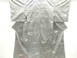 アンティーク　抽象模様織り出し手織り紬着物